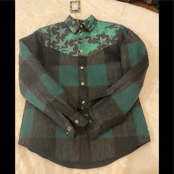 Valentino Mens Check Star Flannel Jacket Sz 44/M - Picture 5 of 11